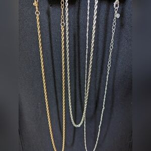 NWT Solutions chains, 18" Chain Necklaces 3" Extenders gold and silver tone